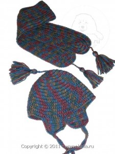 Модель KELA.RU № 052 Шапочка и шарф с кистями