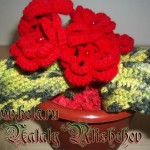 Random image: Горшочек с красными цветами вязаные листья и вязаные красные розы вязание крючком