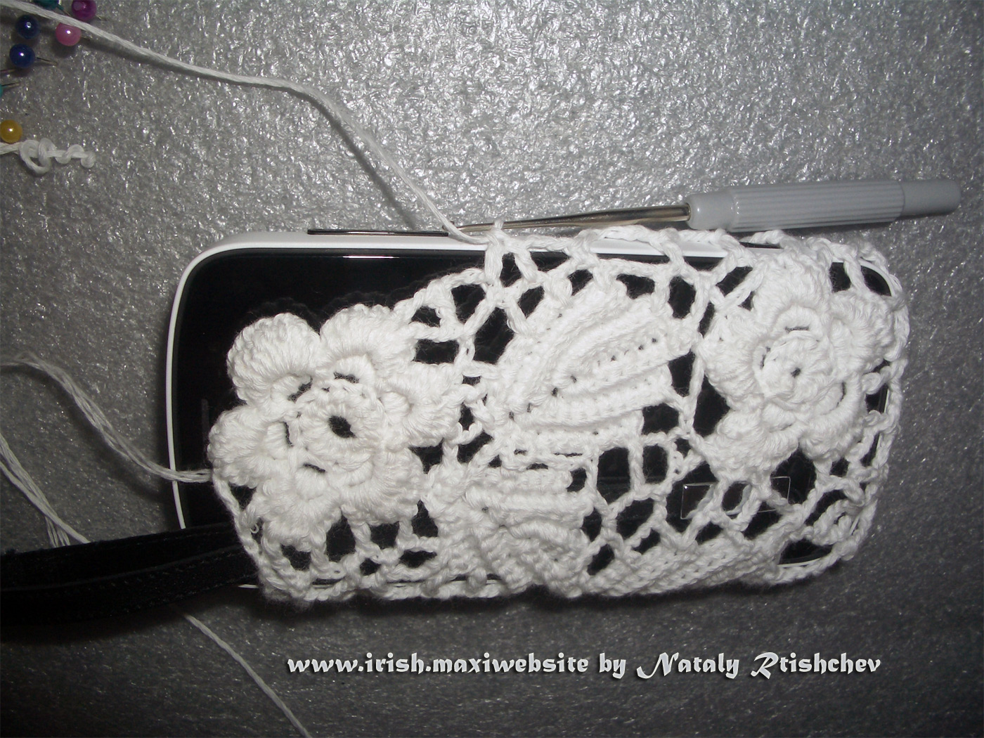 Мастер-класс вяжем чехольчик для мобильного телефона ирландским вязанием, наборное ирландское кружево,вязание крючком