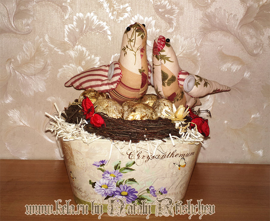 Гнездо с птицами винтажная серия "Из бабушкиного сундука"