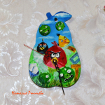 Random image: Часы Angry Birds, роспись красками по дереву, ручная работа, художник Ртищева Наталья Владимировна