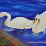 Random image: Лебеди на Лианозовском пруду, художник Наталья Ртищева, гуашь
