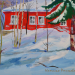Random image: Красный дом, художник Наталья Ртищева, работа выполнена гуашью