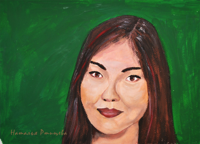 Портрет девушки, художник Наталья Ртищева, работа выполнена гуашью